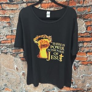 Women's 3X Black "There Is Power In The Name Of Jesus" Short Sleeve T-shirt